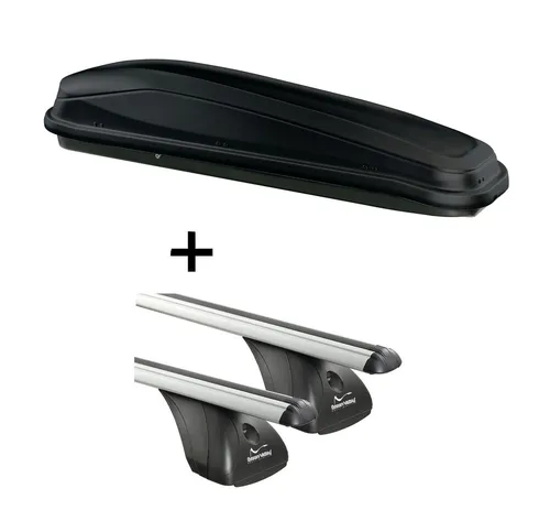 Dachbox JUEASY300 mit VDP Dachträger für BMW 5er E61 - Praktisches Dachboxenset mit 300 Litern Stauraum und max. Zuladung von 50 kg. Kompakt, abschließbar und ideal für den Transport von Sportgeräten. Schnelle Montage ohne Werkzeug.