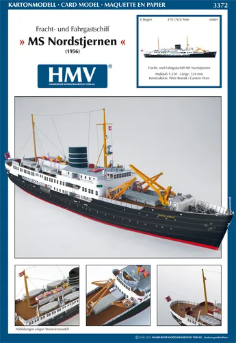 Kartonmodell Fracht- und Fahrgastschiff Nordstjernen 1:250 HMV Hamburger Mode...