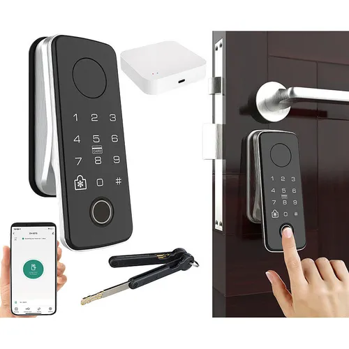 VisorTech Motorbetriebener ZigBee-Schließzylinder mit WLAN-Gateway und App, IP55