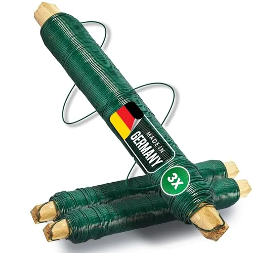 Novatool 3x Wickeldraht I grün I 0,65 mm I Draht I Metalldraht Gartendraht Blumendraht Bindedraht Biegedraht Pflanzendraht rostfrei Dekoband Dekodraht