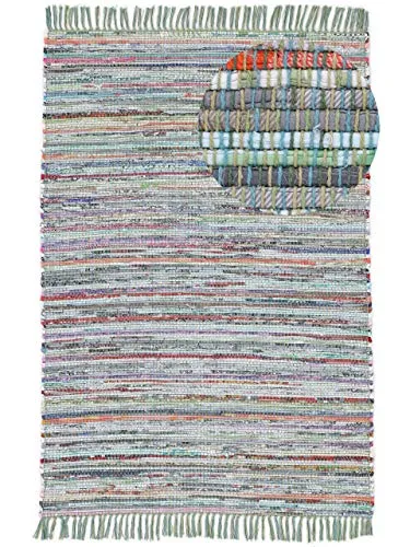 carpetfine Flickenteppich Kelim Chindi Grün 140x200 cm in grün von carpetfine