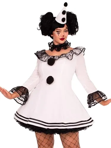 Leg Avenue Damen 3-teiliges Pierrot Sexy Clown-Kostüm Übergröße