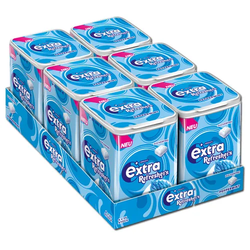 Wrigleys Extra Refreshers Peppermint, Kaugummi, 6 Dosen je 35 Stück 37,50€/1kg