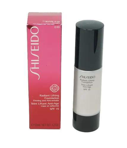 Shiseido Radiant Lifting Foundation D10 Brun Dore 30ml - Hochwertige Foundation für einen strahlenden Teint, bietet langanhaltende Deckkraft und ein angenehmes Tragegefühl. Ideal für den täglichen Einsatz.