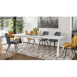 Design Esstisch ZAV-1 ausziehbar XXL 140 - 290 cm - Moderner, ausziehbarer Esstisch in Weiß, ideal für jede Gelegenheit. Mit praktischem Synchronauszug für müheloses Verlängern. Perfekt für gesellige Abende und stilvolle Akzente in Ihrem Esszimmer.