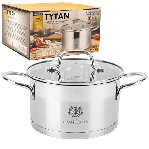 Kochtopf Induktion 20 cm, 3.6l aus Edelstahl 18/10 - Hochwertiger Kochtopf für alle Herdarten, mit gleichmäßiger Wärmeverteilung und leicht zu reinigender Oberfläche. Ideal als Suppentopf oder Nudeltopf, sicher im Ofen und spülmaschinenfest.