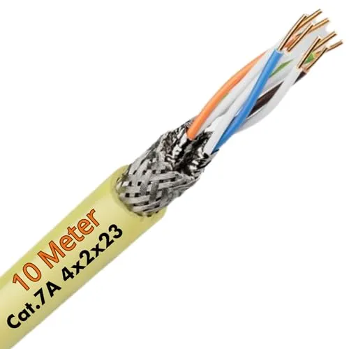 Lapp 10 Meter 2170980 ETHERLINE LAN 1000 Cat.7A 4x2x23 AWG I 1000 MHz I LABS-frei I EMV Abschirmung I LAN Kabel halogenfrei I Verlege Kabel I Netzwerkkabel I Datenkabel gelb I Netzwerk Verkabelung