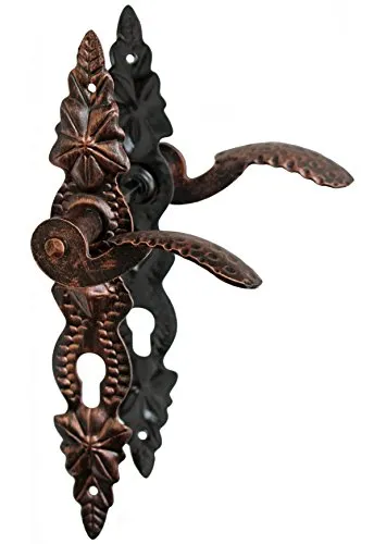 Türklinke Türdrücker Langsschild 90 Zylinder Kupfer Schmiedeeisen