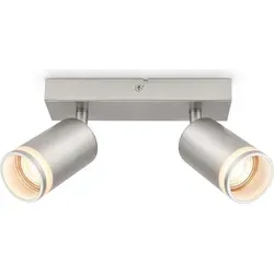Deckenstrahler 2-flammig GU10 - Schwenkbare Deckenleuchte für Schlafzimmer - Lampen mit elegantem Design in Chrom Matt, schwenkbaren Spotköpfen für flexible Beleuchtung und individueller Leuchtmittelwahl bis 9W – ideal für jeden Raum.