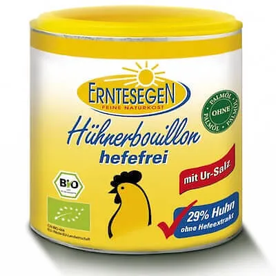 Erntesegen Hühnerbouillon hefefrei 120g - BIO Qualität aus der Schweiz - BIO Hühnerbouillon, hefefrei und ideal für eine gesunde Ernährung, perfekt für Suppen und Saucen.