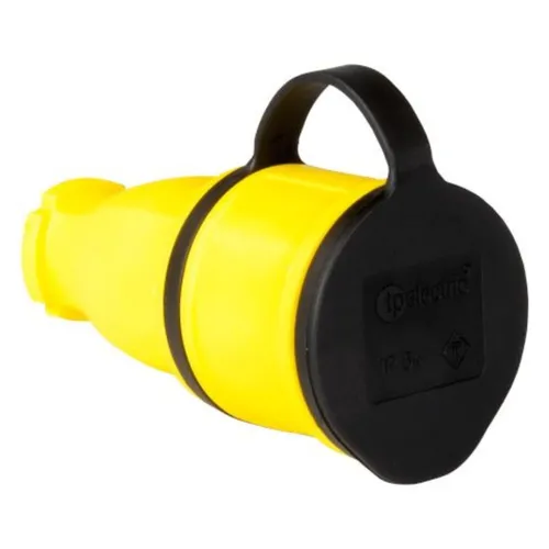 Gummikupplung 16A 230V 2P+E Steckdose Kupplung gelb 9962