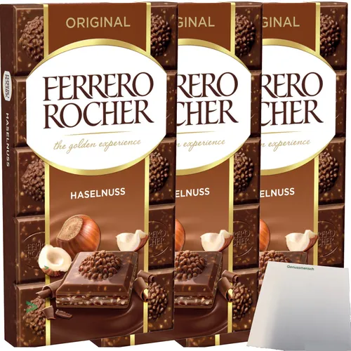 Ferrero Rocher Orignial Milk Hazelnut Officepack (3x90g Tafel) + usy Block