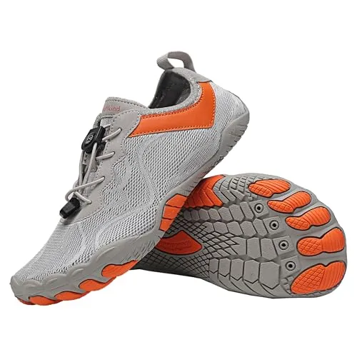 Freiluftkind Das Original – Kokoda Barfußschuhe (Hellgrau, EU 50) - Herren-Outdoor-Fitnessschuhe mit rutschfester Sohle für höchste Sicherheit und Komfort. Ideal für Abenteuer und gesundes Gehen, fördert natürliche Fußbewegung.