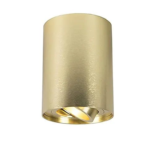 QAZQA - Modern Spot I Spotlight I Deckenspot I Deckenstrahler I Strahler I Lampe I Leuchte Gold I Messing I Messing dreh- und neigbar - Rondoo up I Wohnzimmer I Schlafzimmer - Aluminium Zylinder - LED