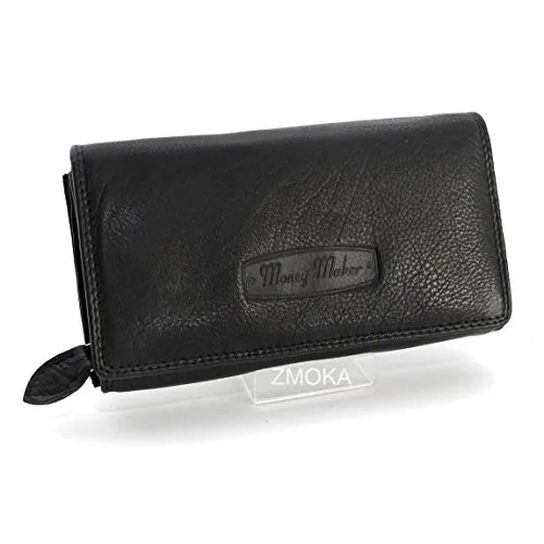 Jennifer Jones Langformat Classic Damen Leder Geldbörse - präsentiert von ZMOKA, schwarz (schwarz) - 0