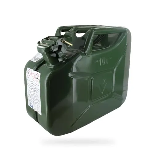 Kanister 10L -Metallkanister - Stiftschloss – Rostfreie Innenbehandlung – UN-Standard für den Transport gefährlicher Güter, grün