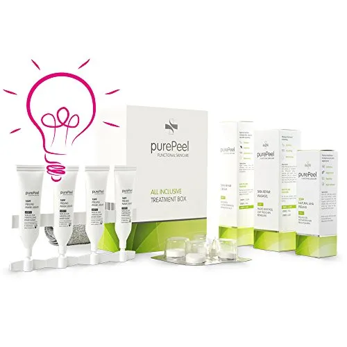 purePeel AHA-Fruchtsäure-Peeling/All Inclusive Box/Gesichtsreinigung, Gesichtspeeling, Gesichtspflege bei einem fahlen Teint, Unreinheiten, Pickeln & Fältchen/Peeling-Set