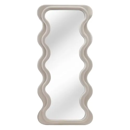 Riess Ambiente Curvy Design Wandspiegel 160cm Greige - Eleganter Ganzkörperspiegel mit modernem Design-Rahmen. Ideal für Flur, Schlafzimmer oder Wohnbereich, verleiht jedem Raum eine stilvolle Note. Perfekt für eine vertikale Wandmontage!