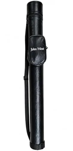 John West Billard Queue Köcher Tasche Schwarz mit Zubehörtasche - Billard-Hüllen mit harter Schale und weichem Innenteil für optimalen Schutz Ihres Queues. Inklusive praktischer Zubehörtasche für Zubehör wie Kreide und Ersatzteile.