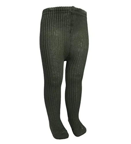 Weri Spezials Baby und Kinder Strumpfhose 100% Baumwolle für Mädchen und Jungen 2:2 Rippe, noch mehr Natur auf der Haut. (86-92, Dunkeloliv)