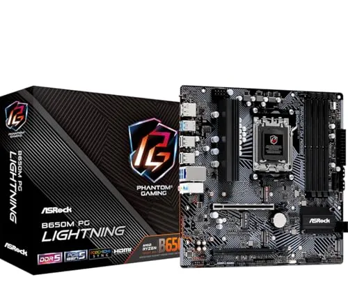 AsRock B650M PG Lightning - mATX Motherboard für AMD AM5, hohe Leistung und zuverlässige Stabilität