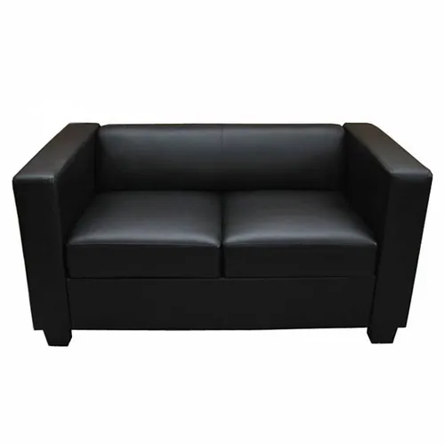 HW 2er Sofa Lille Kunstleder, schwarz - Stilvolles Loungesofa - Sofas & Sessel: Modernes 2er Sofa aus hochwertigem Kunstleder für elegantes Wohnen und optimalen Komfort.