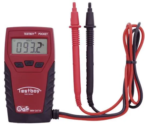 Testboy TB Pocket Hand-Multimeter - Elektrische Messgeräte, kompaktes und digitales Hand-Multimeter mit integrierter LED-Taschenlampe, ideal für präzise Messungen bis 300 V.