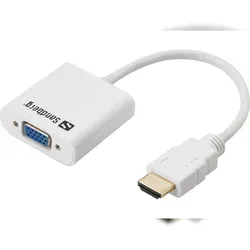 Sandberg HDMI to VGA Converter - Videokonverter für klare Bildübertragung - Monitorzubehör mit HDMI zu VGA Konverter für eine einfache Verbindung von modernen Geräten zu älteren Displays, ideal für Präsentationen und Home Office.
