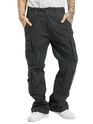 BRANDIT PURE VINTAGE TROUSER CARGOHOSE (Anthrazit) 3XL - Wanderhosen mit authentischem Used-Look, weitenverstellbarem Beinsaum und 4 großen Cargotaschen für optimale Funktionalität.