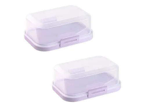 Engelland Butterdose Stapelbare Butter-/Käsedose, Kunststoff, (Vorteils-Set, 2-tlg., mit sicherem Klickverschluss), stapelbar, platzsparend, Ordnung im Kühlschrank, BPA-Frei, Mehrzweck