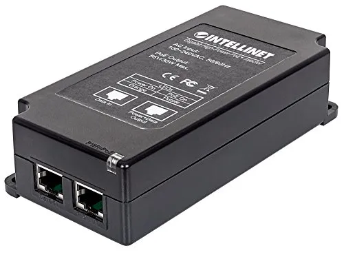 Intellinet Gigabit High-Power PoE+ Injektor ( 1 x 30 Watt-Port - IEEE 802.3at/af Power over Ethernet ( PoE+/ PoE ) Kunststoffgehäuse schwarz 561037