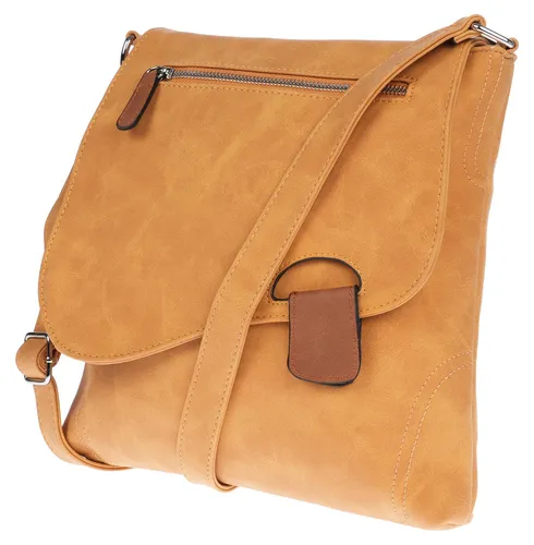 Christian Wippermann Damen Umhängetasche Gelb – Große Crossover Handtasche - Stylische große Umhängetasche aus butterweichem PU, leicht und strapazierfähig. Mit verstellbarem Schulterriemen bis 135 cm und mehreren Fächern für optimale Organisation. Maße: 28 x 29 x 4-6 cm.