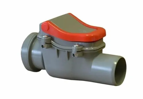 Rückstauverschluss Ø DN 50 mit verriegelbarer Rückstauklappe (Aquer) - Leitungsinstallation: Robuster Rückstauverschluss aus ABS-Kunststoff und Edelstahl, ideal für effektiven Rückflusschutz bei Abwasserleitungen.