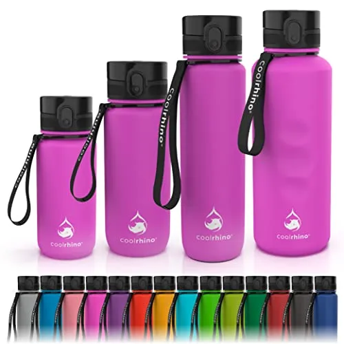 coolrhino Trinkflasche 350ml für Sport, Kinder, Schule, Fitness & Outdoor - Wasserflasche auslaufsicher und Bpa frei - Flasche für Kohlensäure geeignet (Rhino Pink, 350ml)