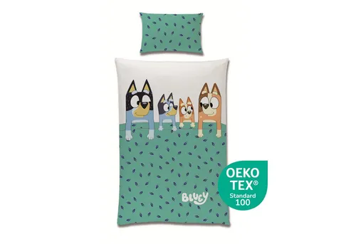 Bluey Bettwäsche Set für Kinder und Babys - Bettwaren-Set aus 100% Baumwolle mit Bluey Motiv, 2-teilig und mit Reißverschluss, ideal für süße Träume und einfach zu reinigen.