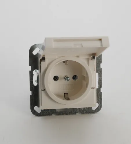 GIRA 045427 System 55 Schuko-Steckdose m. Klappdeckel reinweiß matt