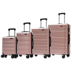 YONSLY Kofferset 4-teilig in Roségold mit 360° Rollen in pink von YONSLY