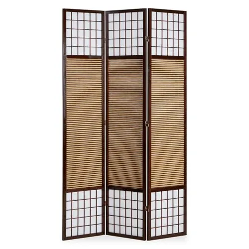 Homestyle4u 3-tlg. Paravent in Braun 120x200 cm - Alles rund ums Fenster – stilvoller Raumteiler mit natürlicher Optik, ideal für Privatsphäre und Ordnung. Klappbar und platzsparend, perfekt für jedes Zuhause.