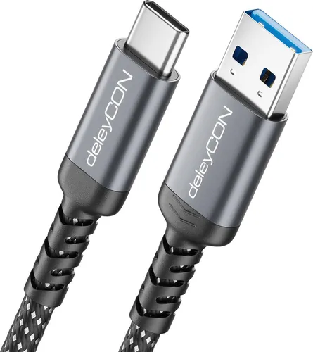 deleyCON 1,5m USB-A auf USB-C Kabel USB 3.0 5Gbps (USB 3.2 Gen1) Ladekabel Datenkabel für Smartphone Tablet Notebook Kamera HDD SSD Externe Festplatte Usw.