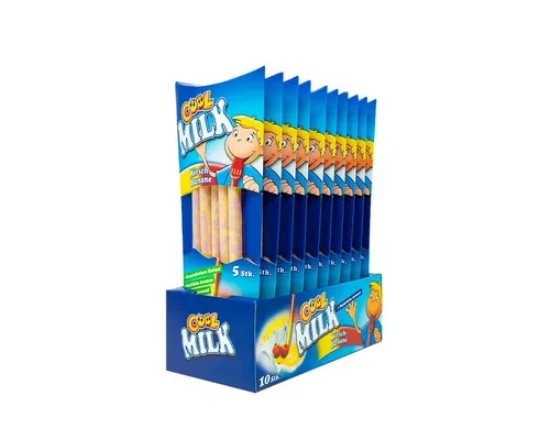 COOL Süßigkeit, Cool Milk Trinkhalm mit Kirsch Banane und Granulat 30g 10er Pack