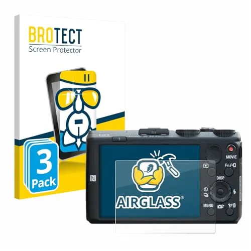 BROTECT 3 Stück Schutzglas für Sony Cyber-Shot DSC-HX60 Schutzfolie Panzer Folie Glas Displayschutz Made in Germany [Kratzfest 9H, Anti-Fingerprint]