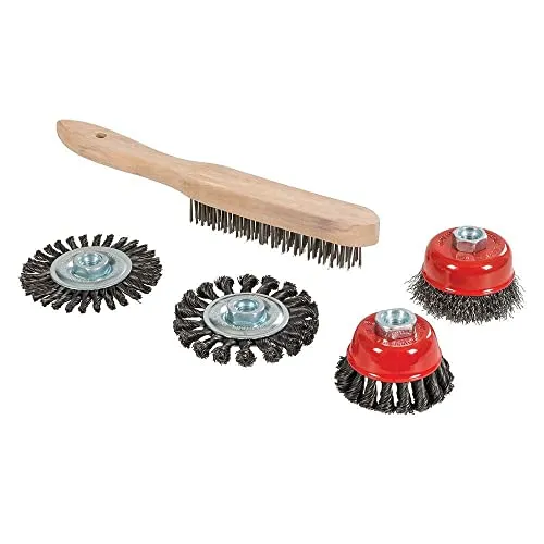 Silverline Drahtbürsten für Winkelschleifer, 5-tlg. Satz - Drahtbürsten-Set für Winkelschleifer, ideal zum Entfernen von Rost und Farbe, sorgt für eine effektive Oberflächenbearbeitung.