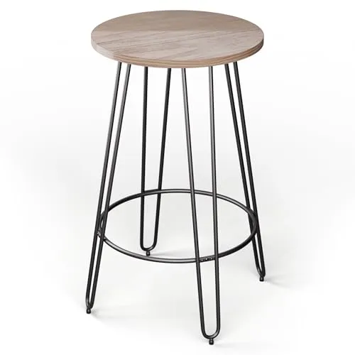 blumfeldt Beistelltisch Hamilton - Moderner Bistro Tisch - Eleganter Bistro-Tisch im Industrial-Style, ideal für Küche oder Esszimmer. Die 60 cm große Tischplatte aus echtem Holz sorgt für einzigartigen Charme. Stabiler Stahlrahmen und praktische Fußstütze für höchsten Komfort.