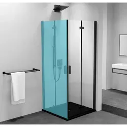 ZOOM LINE BLACK Duschfalttür 800 mm, Klarglas, rechts - Elegante Duschfalttür mit 800 mm Breite und mattschwarzen Profilen. Sicherheitsglas und Antidrop-Beschichtung sorgen für einfache Reinigung. Ideal für modernes Badezimmerdesign.