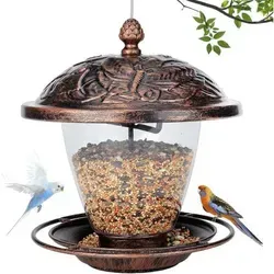 Wetterfestes Vogelfutterhaus aus Metall zum Aufhängen - Syunyin Vogelfutterhaus - Ideal für Garten oder Balkon, wetterfest und langlebig. Mit großer Kapazität für 1,2 lbs Vogelfutter, leicht zu reinigen mit transparentem Behälter und stilvollem Design.