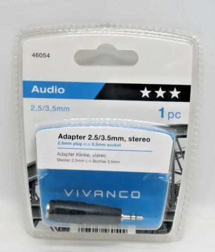 VIVANCO Adapter Klinke stereo Stecker 2,5mm auf Buchse 3,5mm 460544