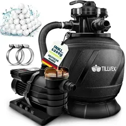 tillvex® Sandfilteranlage AquaBlack Pro 13.200L/h mit Timer