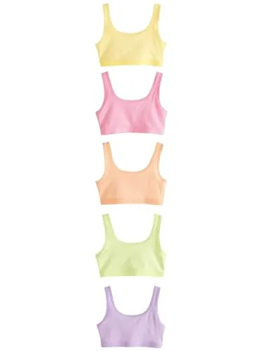 Next Crop-Top 5er-Pack mit U-Ausschnitt - Orange 134 (9J) - Kinder-Shirts, bequemes 5er-Pack aus 95 % Baumwolle für optimalen Tragekomfort und vielseitige Kombinationsmöglichkeiten.