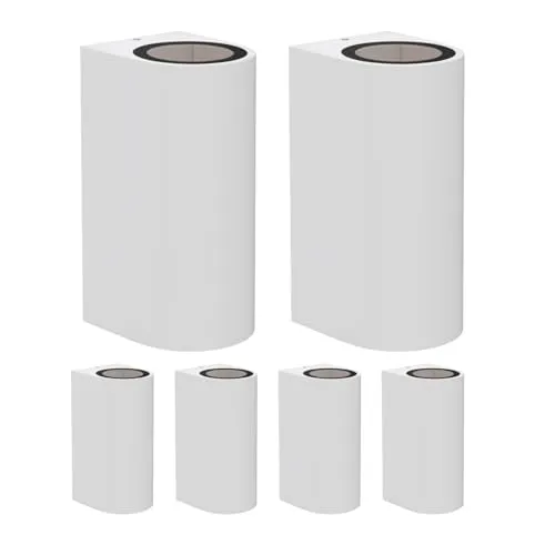 ledscom.de 6 Stück Wandleuchte ALSE Up & Downlight für außen, weiß, Aluminium, rund, inkl. 2 GU10 LED Lampen (weiß, 10,6W, je 504lm, 44°)