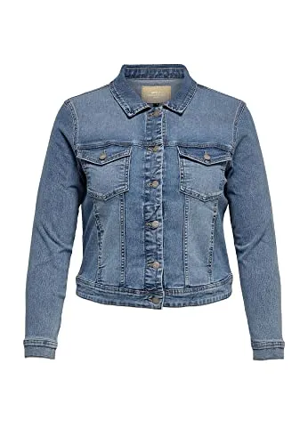 ONLY CARMAKOMA Damen CARWESPA LS Jacket - Leichte Denimjacke für stilvolle Looks - Funktionsjacken mit ärmellangen Knopf-Bündchen und praktischen Brusttaschen für einen modischen Alltagslook.